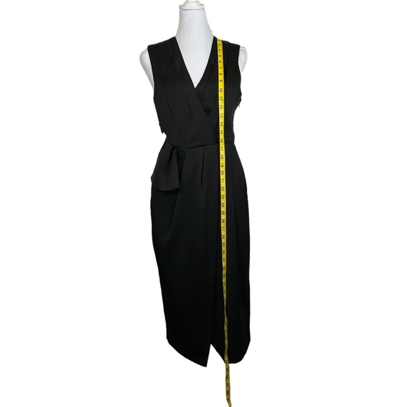 Rachel Roy Black Cutout Dress Wrap Front Midi Cocktail Party Dress Size 2 - Picture 9 of 16